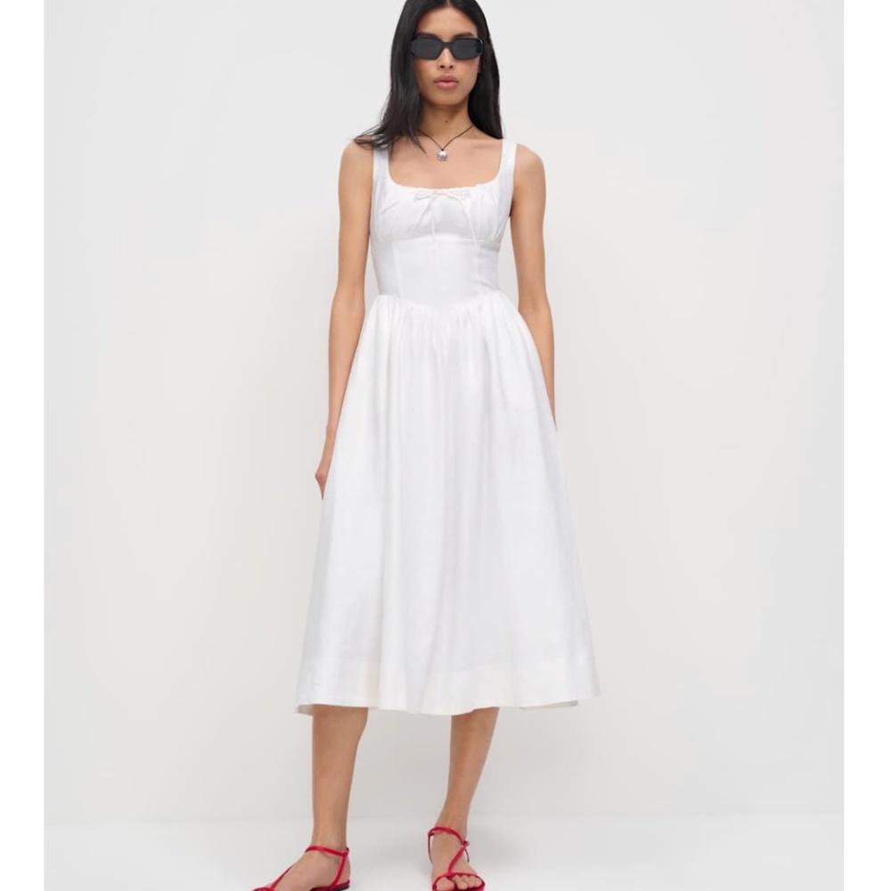 Reformation Petites Balia Linen Dress - 6 Petite, 6P White